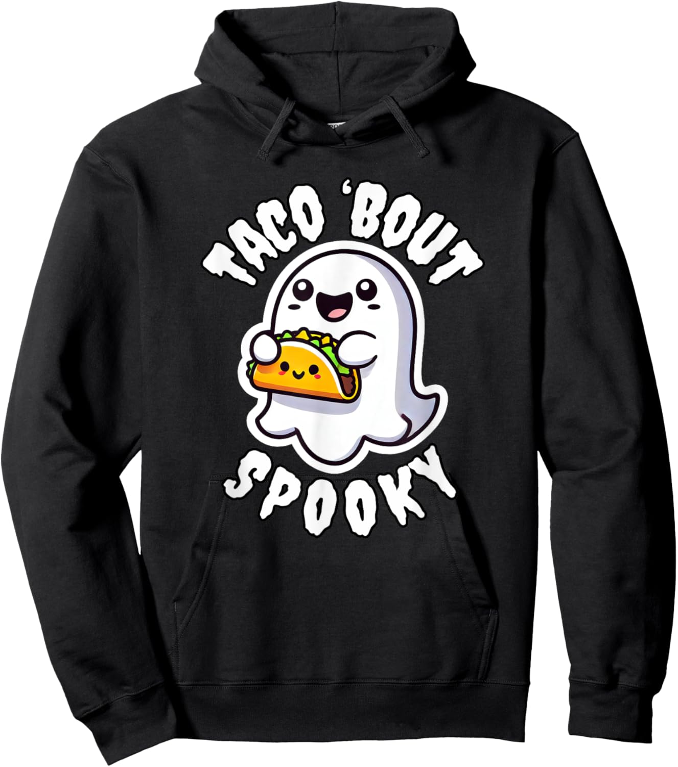 Taco' Bout Spooky Cute Ghost Holding a Taco Halloween Kids Hoodie - Hoodie | Black