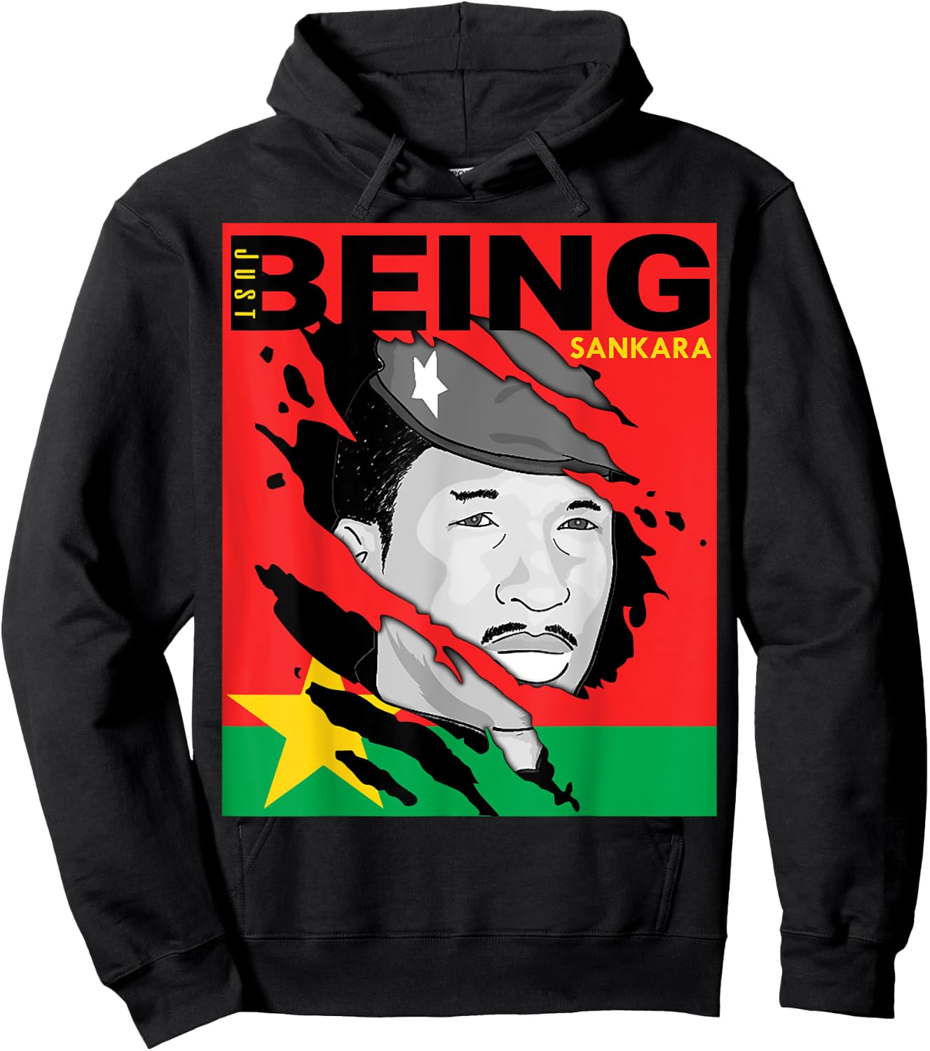 Just Being Thomas Sankara Burkina Faso Flag Hoodie - Hoodie | Black