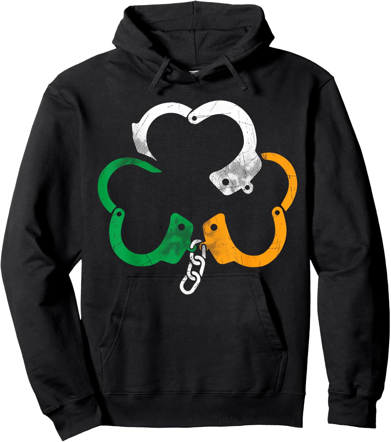 Handcuffs Irish Flag Shamrock Police St. Patrick's Day Hoodie - Hoodie | Black