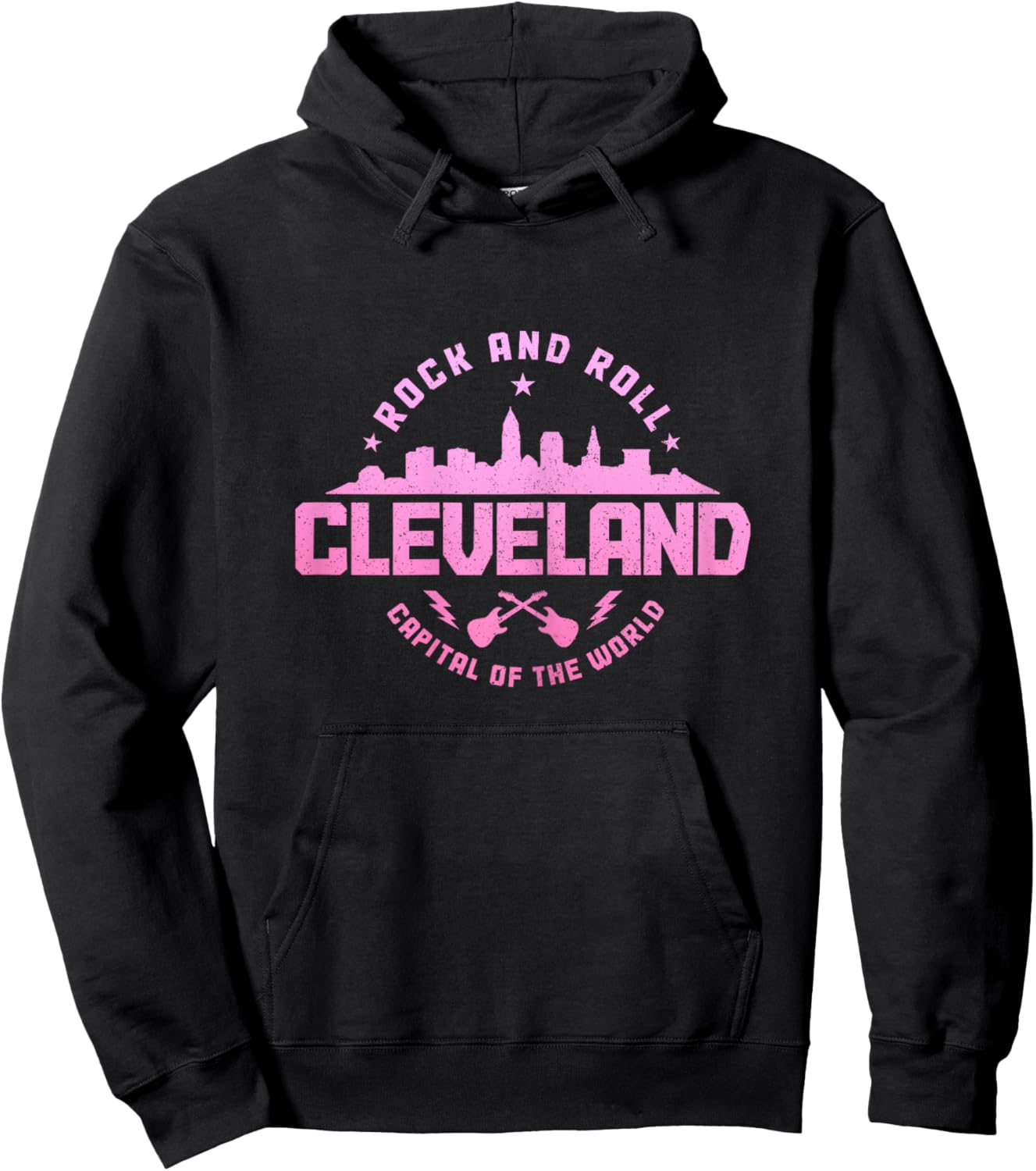 Cleveland Ohio Rock & Roll Music Guitar Player Vintage Hoodie - Hoodie | Black
