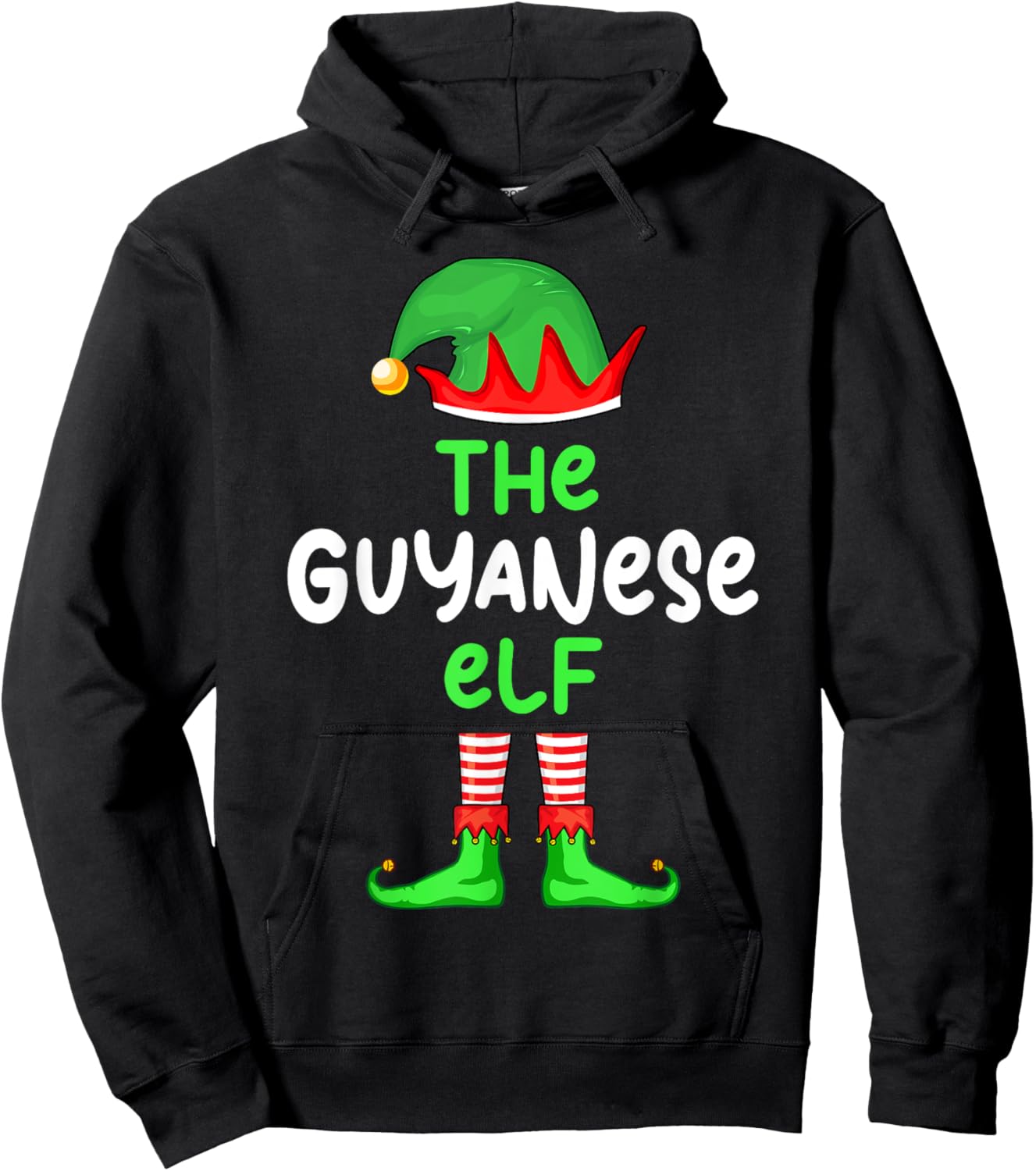 I'm The Guyanese Elf Guyana Christmas Funny Pajama Hoodie - Hoodie | Black