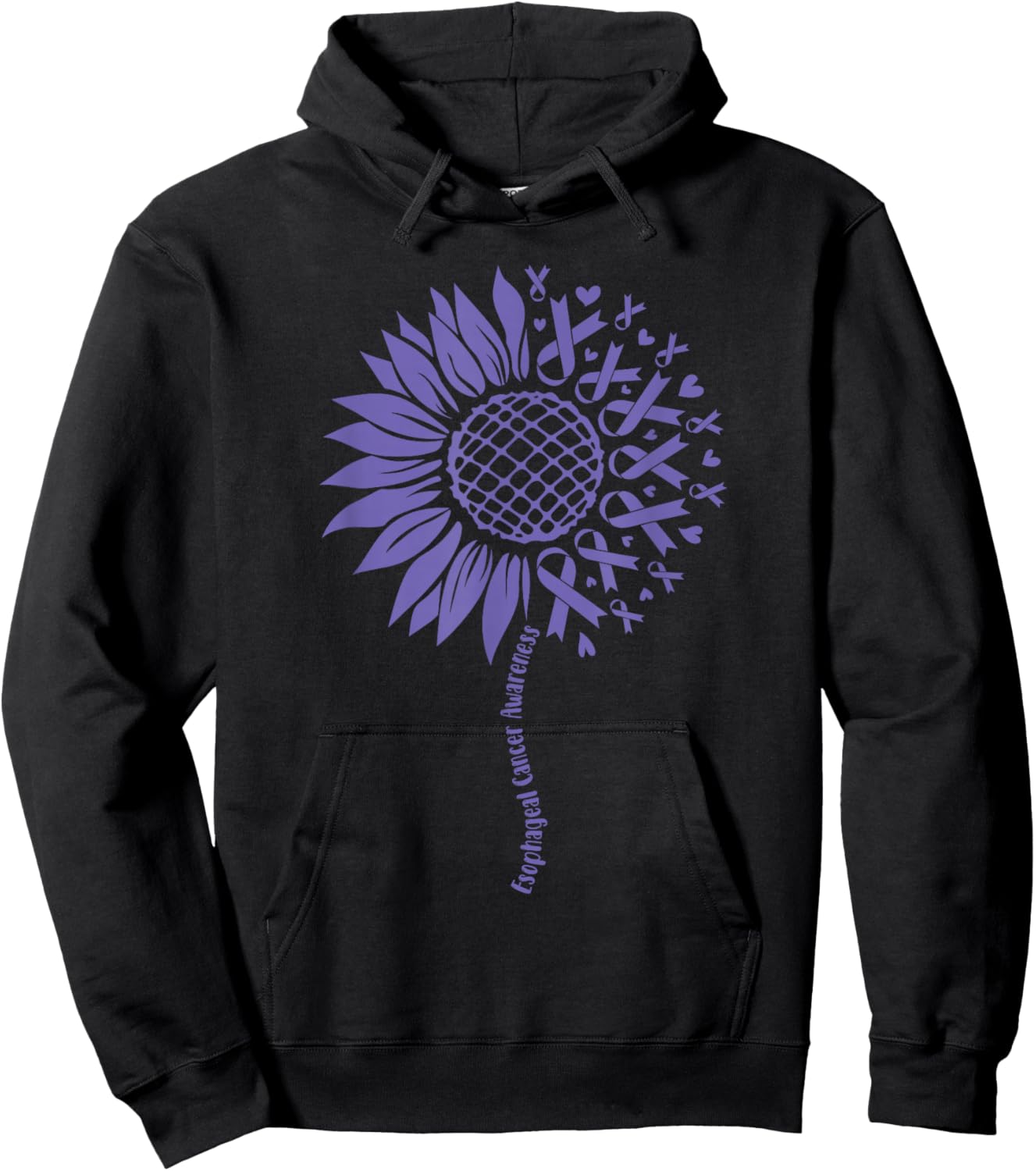 Esophageal Cancer Awareness Sunflower ribbon. Esophageal Hoodie - Hoodie | Black