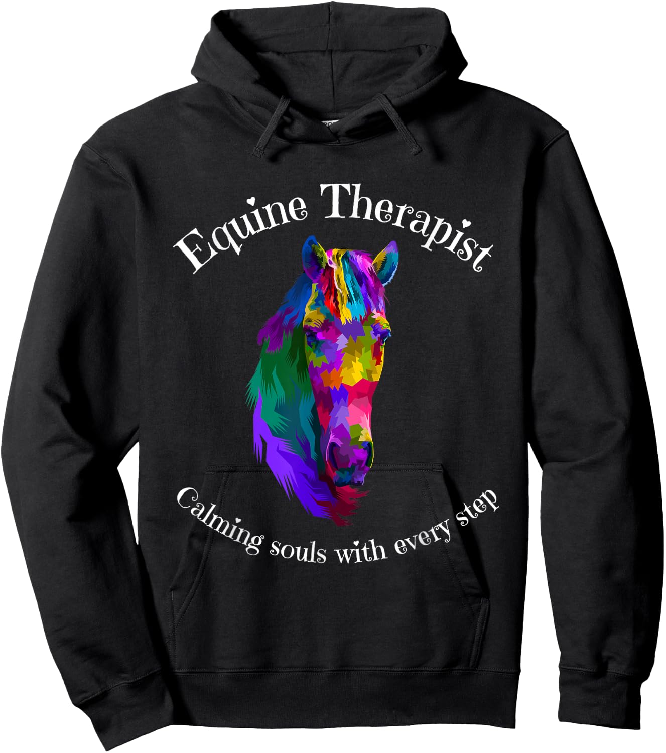 Equine Therapist Calming Horse Riding Therapy Soul Colorful Hoodie - Hoodie | Black