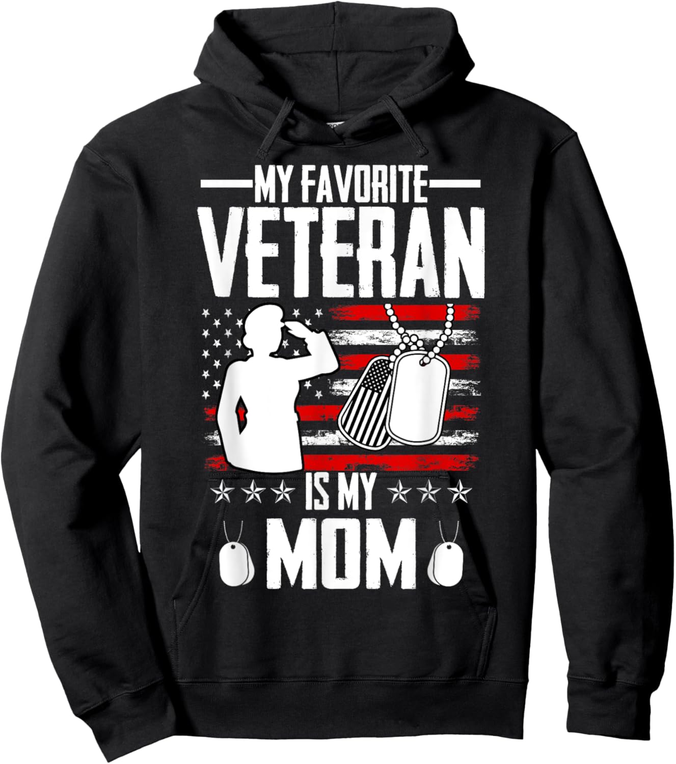My Favorite Veteran Is My Mom Usa Flag Vintage Men Women Hoodie - Hoodie | Black