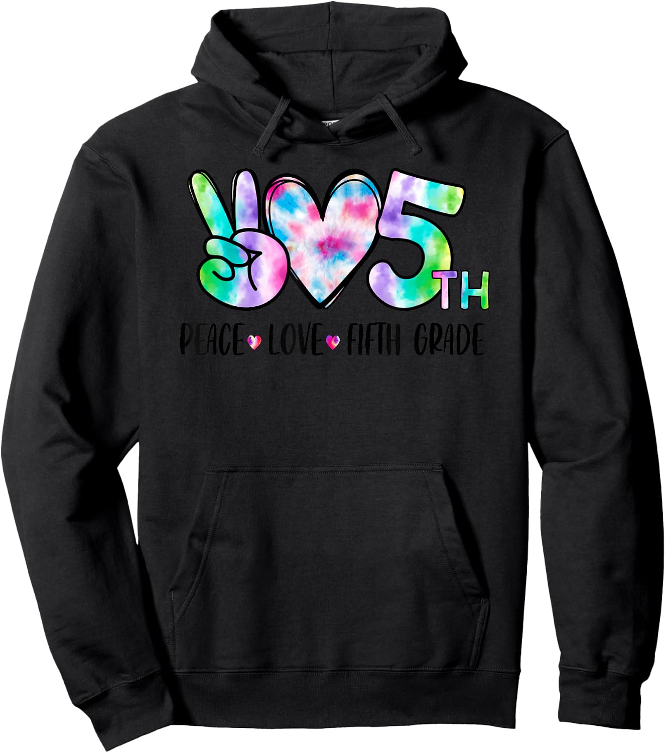 Peace Love Fifth Grade 5th First Day Of School Team Teacher Women Girls Kids Hoodie - Hoodie | Black