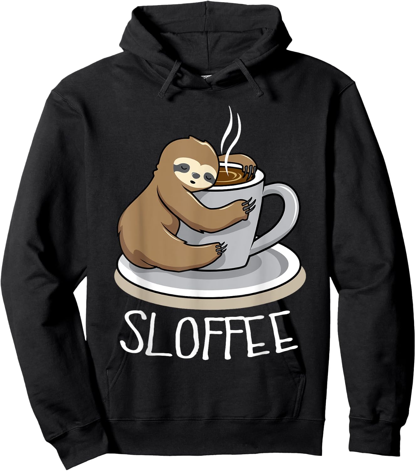 Sloth Sleep at Cup of Coffee Funny Sloth Sloffee Hoodie - Hoodie | Black