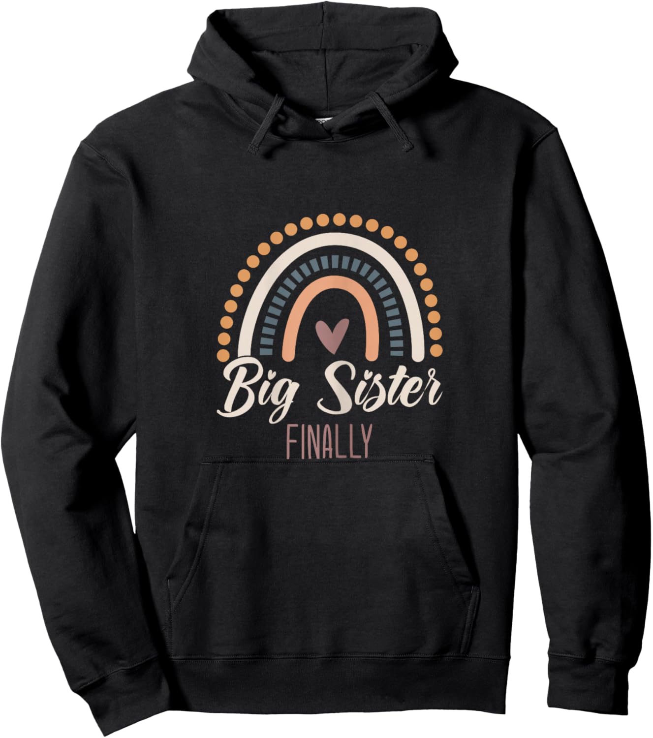 Big Sister Finally 2025 Girls Boho Rainbow Big Sis Sibling Hoodie - Hoodie | Black