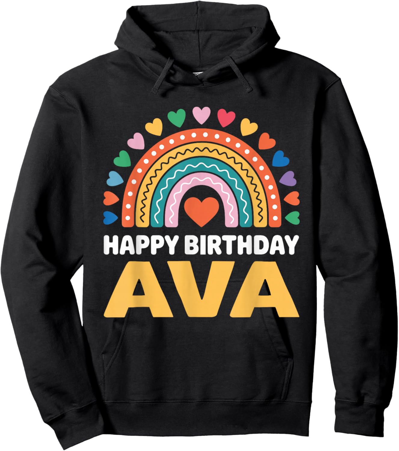 Ava Happy Birthday Rainbow Hoodie - Hoodie | Black