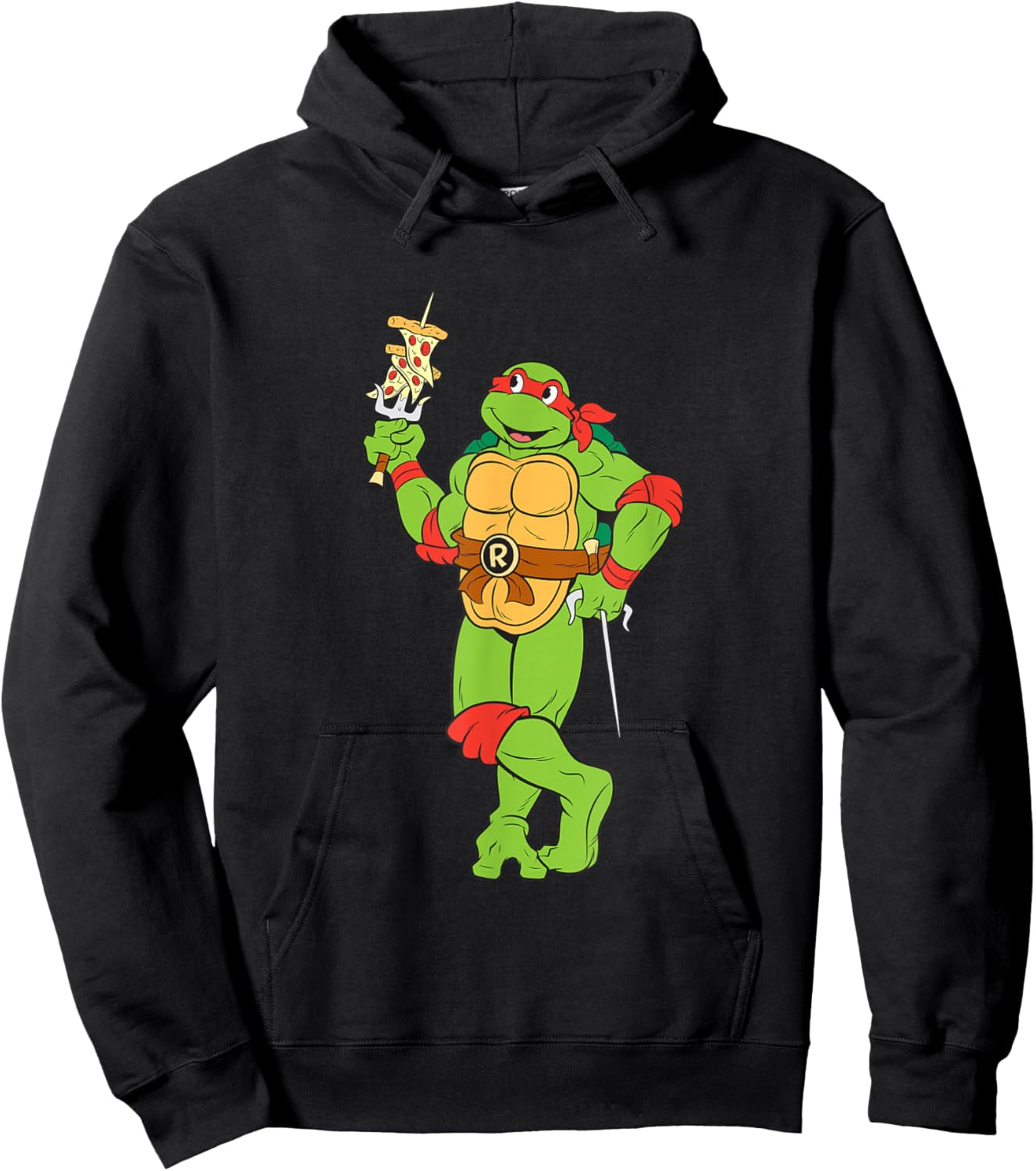 Teenage Mutant Ninja Turtles Raphael Pizza Slice Vintage Hoodie - Hoodie | Black