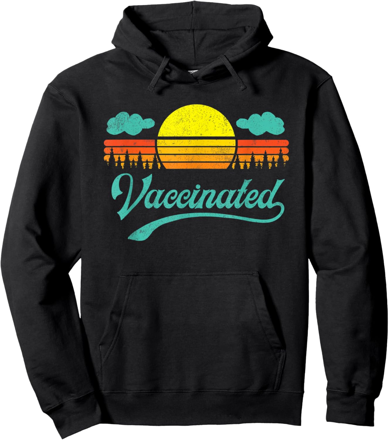 Vaccinated Retro Sunset Pro Vaccination Immunization Hoodie - Hoodie | Black