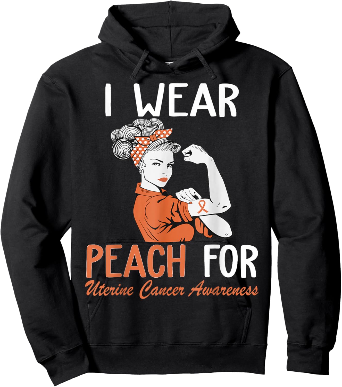 I Wear Peach For Uterine Cancer Awareness Hoodie - Hoodie | Black