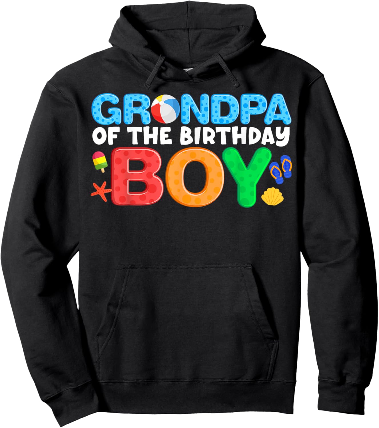Grandpa Birthday Boy Beach Ball Theme Party Pool Matching Hoodie - Hoodie | Black