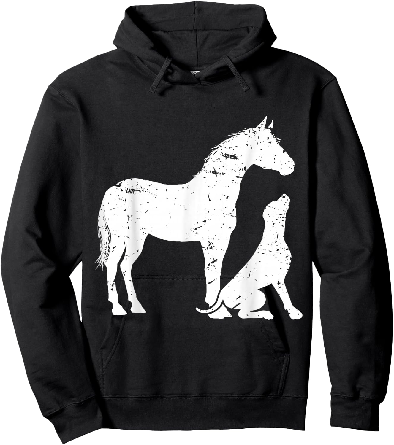 Horse and Dog Motif and Men. Horse Dog Lover Small Hoodie - Hoodie | Black