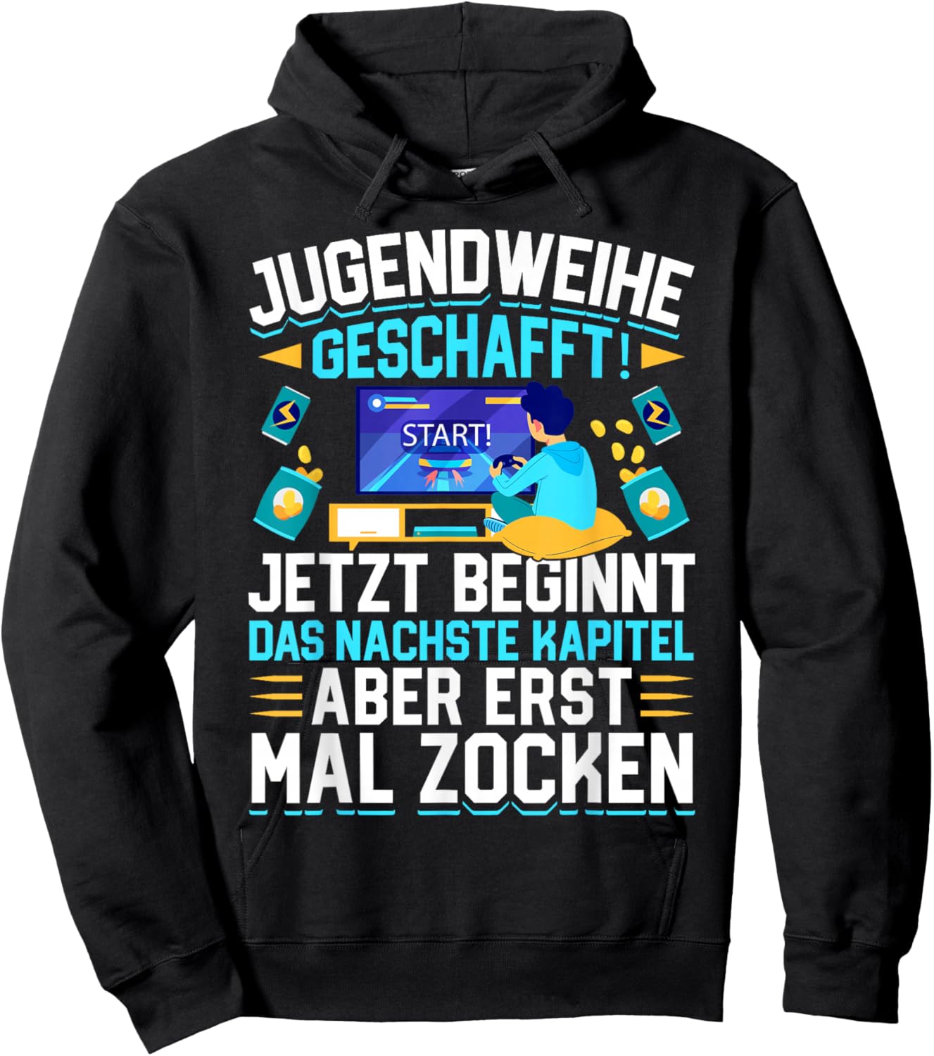 Jugendweihe Geschafft Gamer Spruch Hoodie - Hoodie | Black