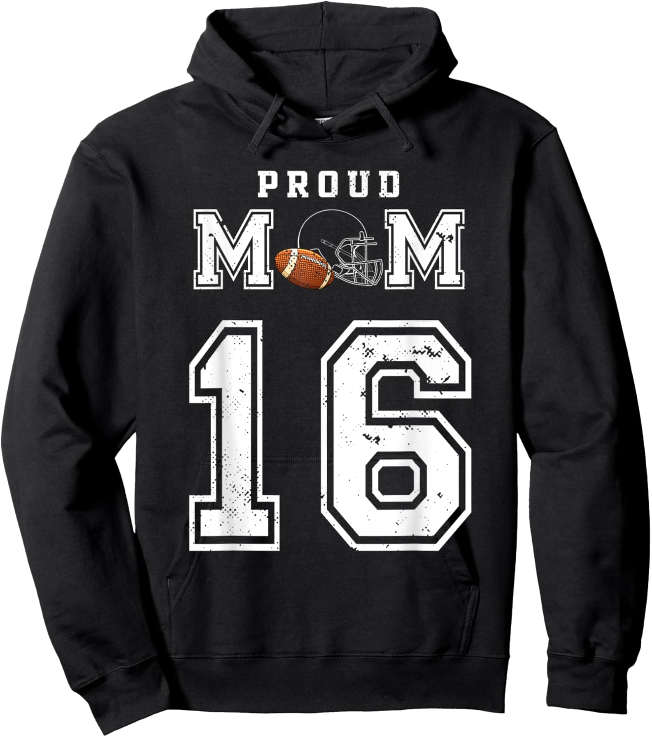 Custom Proud Football Mom Number 16 Personalized Hoodie - Hoodie | Black