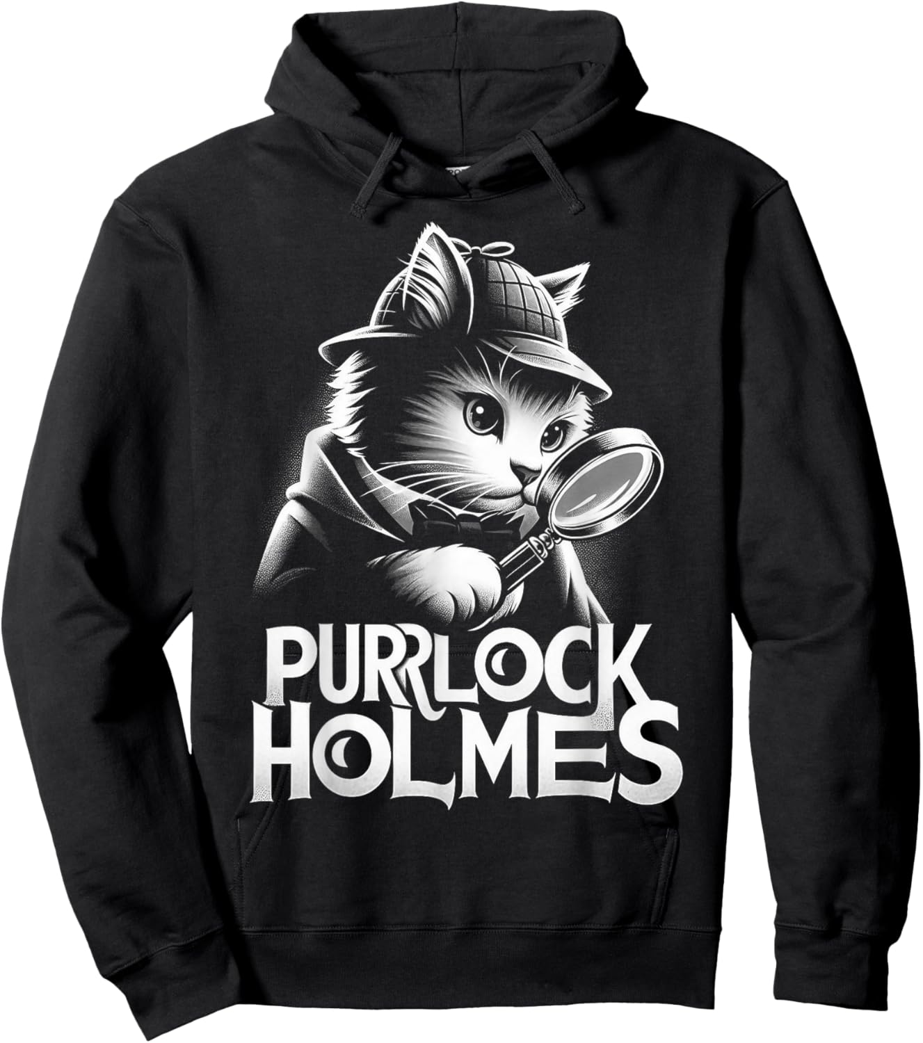 Purrlock Holmes Cat Detective - Mystery Fun Inspector Hoodie - Hoodie | Black