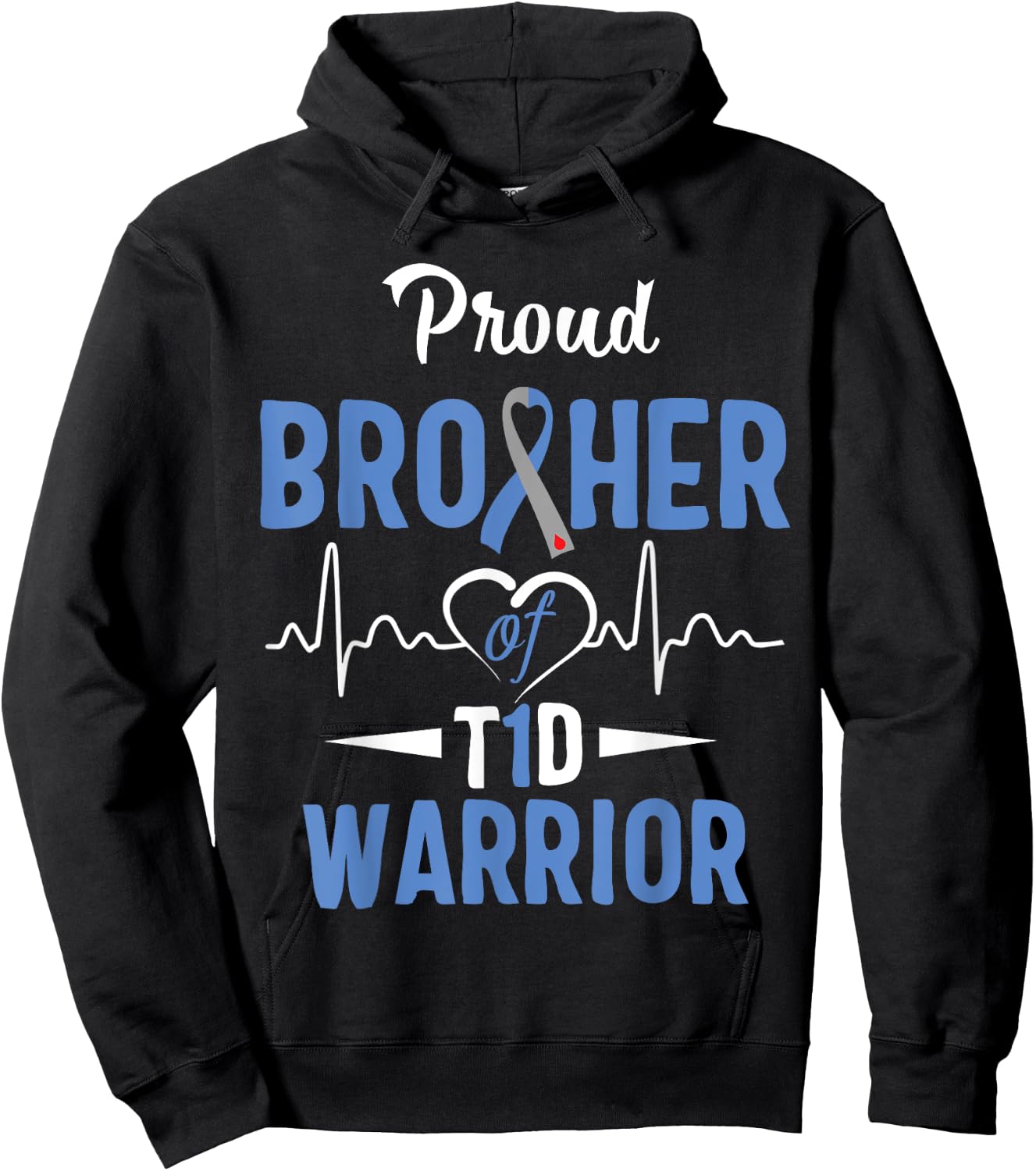 T1D Proud Brother Diabetes Awareness Type 1 Insulin Pancreas Hoodie - Hoodie | Black