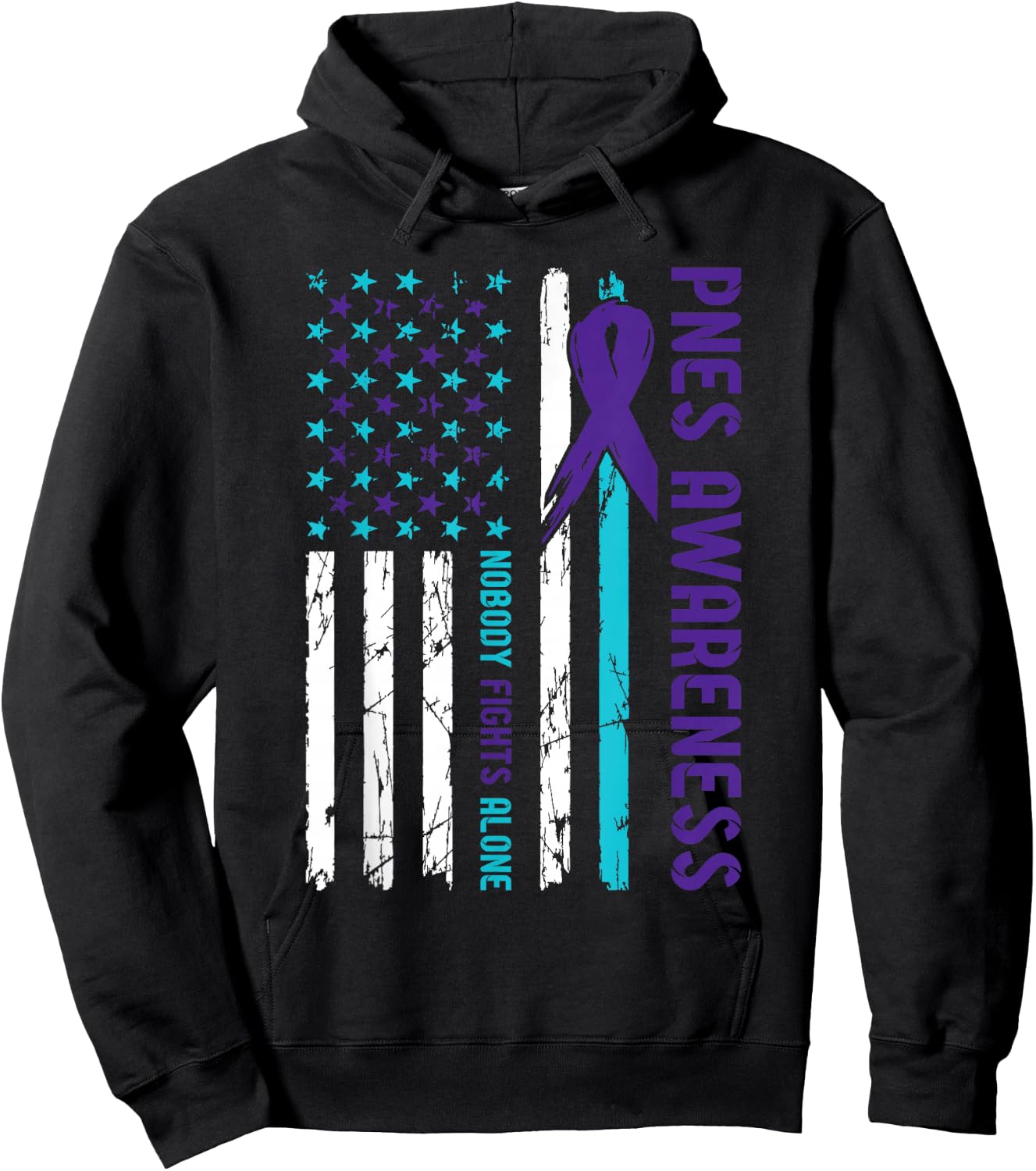 PNES Awareness Flag Nobody Fights Alone Hoodie - Hoodie | Black