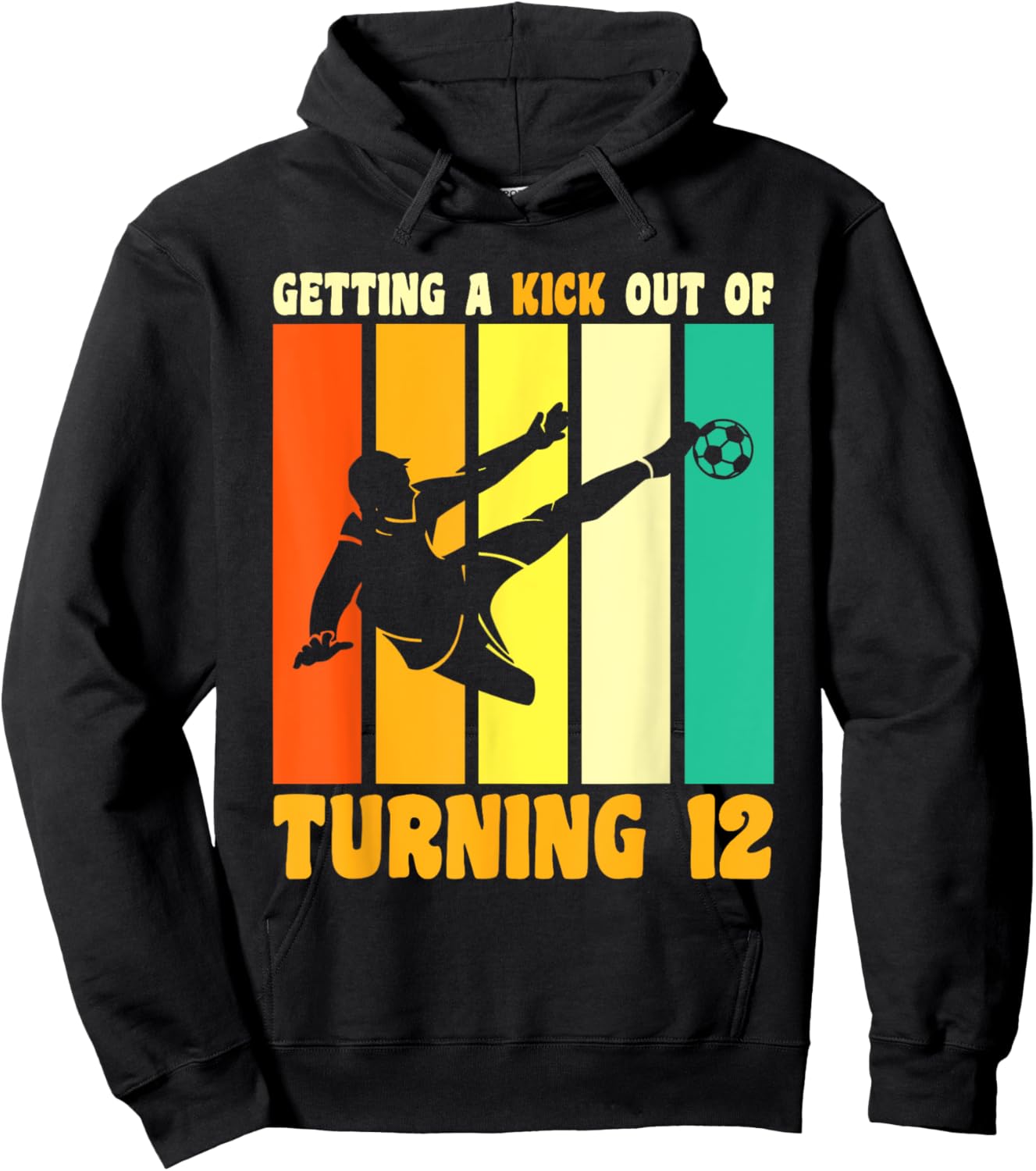 Happy 12th Birthday 12 Year Old Kick Soccer 12th Birthday Hoodie - Hoodie | Black
