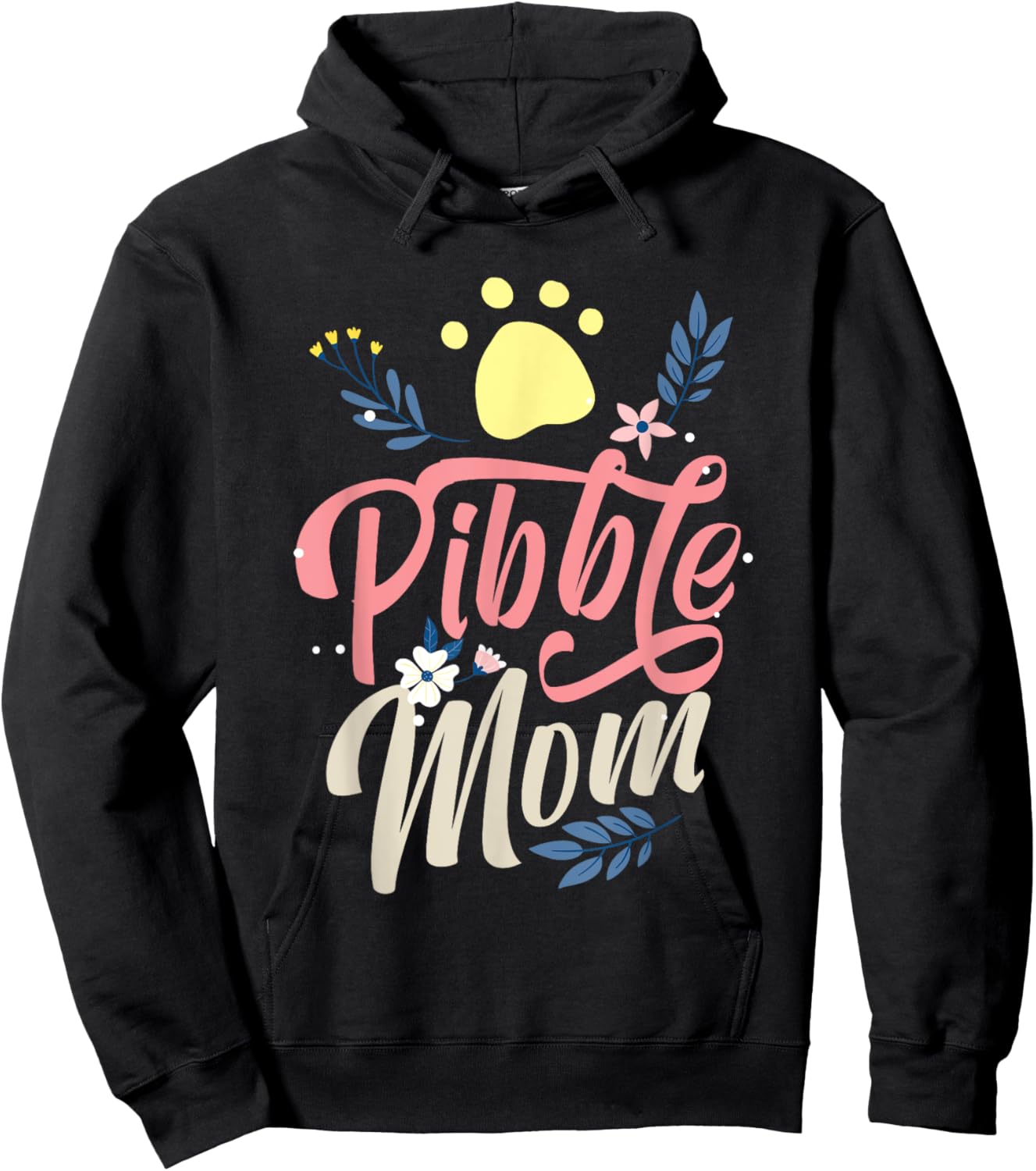 Pitbull Pibble Mom Paw Print Gift Hoodie - Hoodie | Black