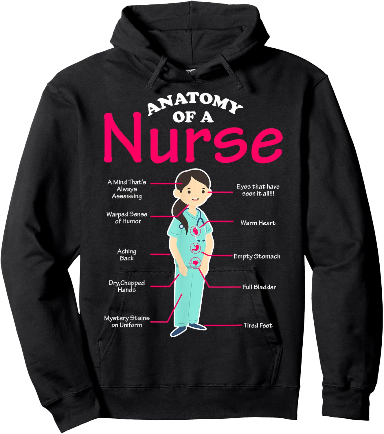 RN LVN Nurse Anatomy Scrub Cool Nursing Graduate Gift Hoodie - Hoodie | Black
