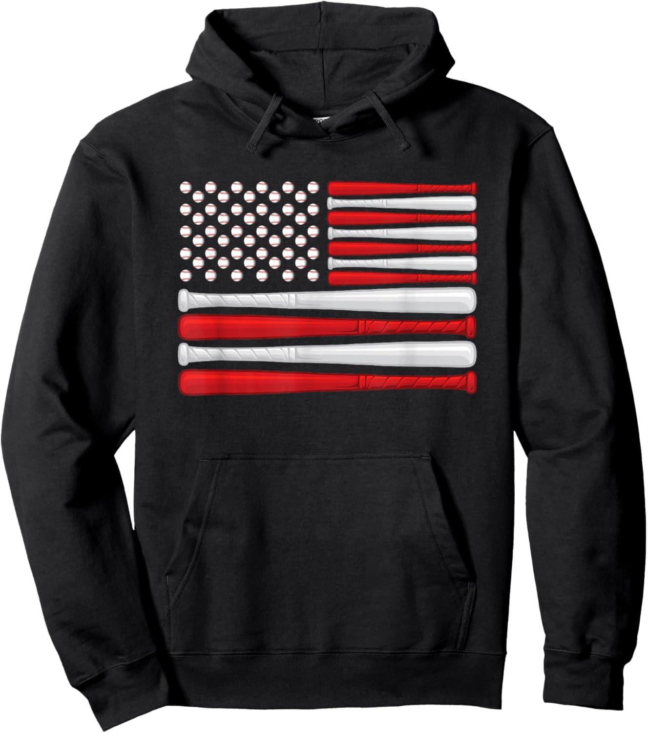 Classic American Baseball Flag - Vintage Baseball Flag Hoodie - Hoodie | Black