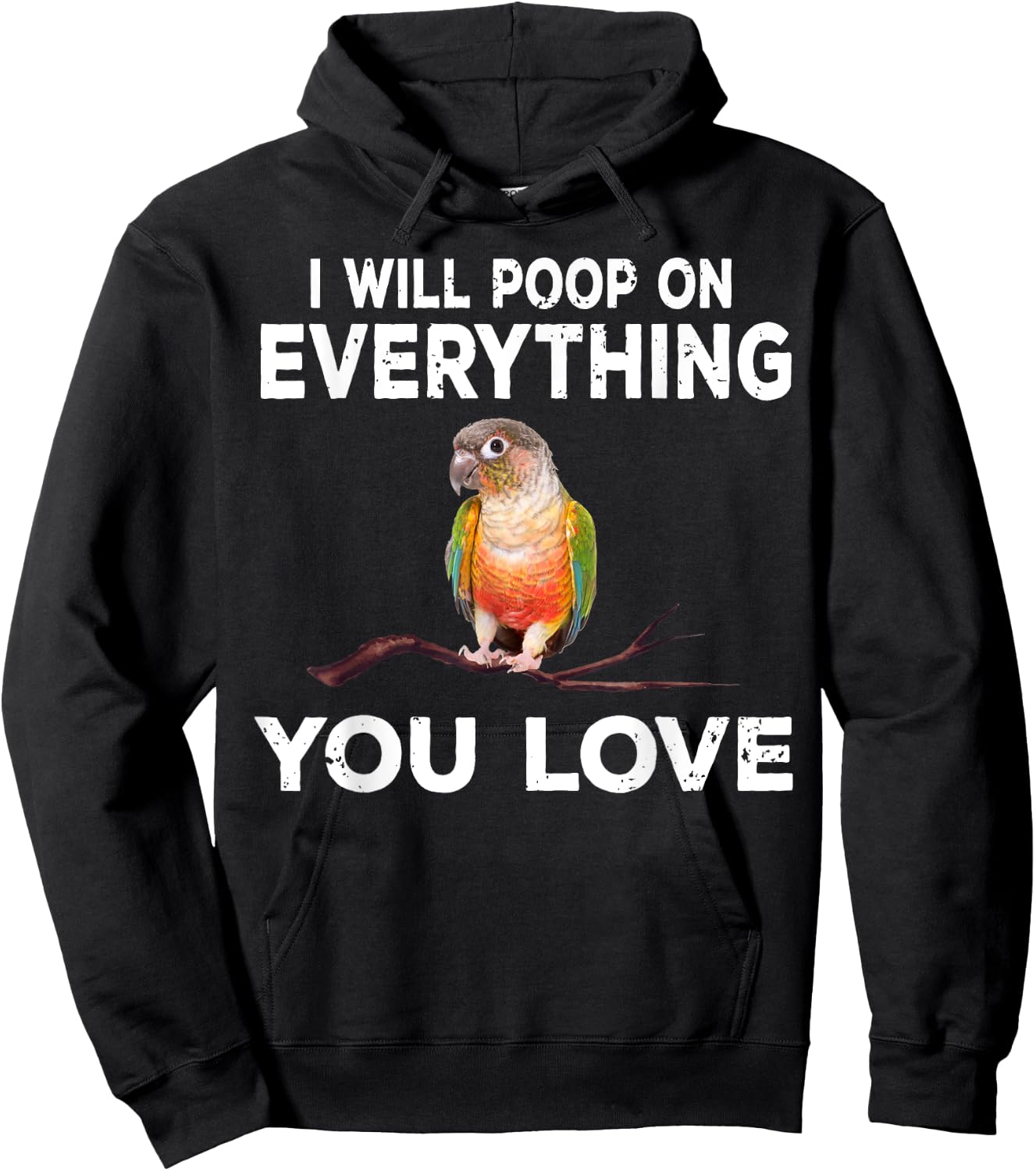 Conure i will poop on everything Funny Parrot Bird Hoodie - Hoodie | Black