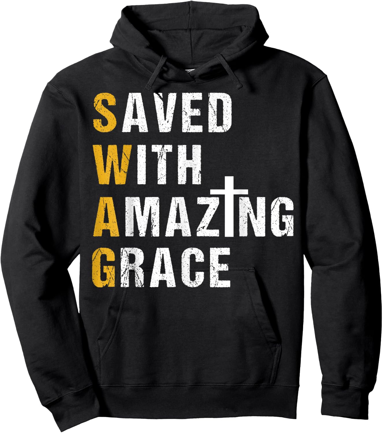 Saved With Amazing Grace T Shirt Christian Gift Swag T Shirt Hoodie - Hoodie | Black