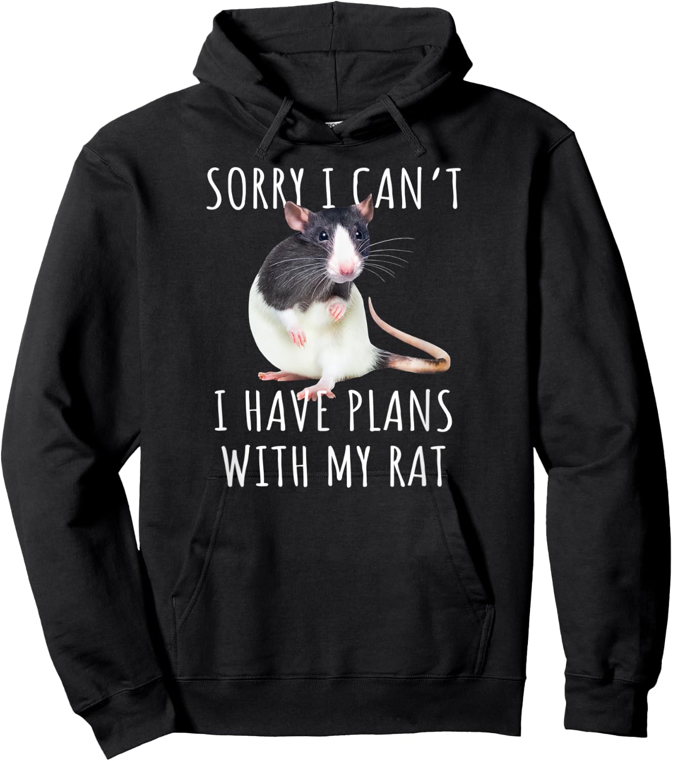 Sorry I Can't I Have Plans With My Rat Funny Pet Rat Lover Hoodie - Hoodie | Black