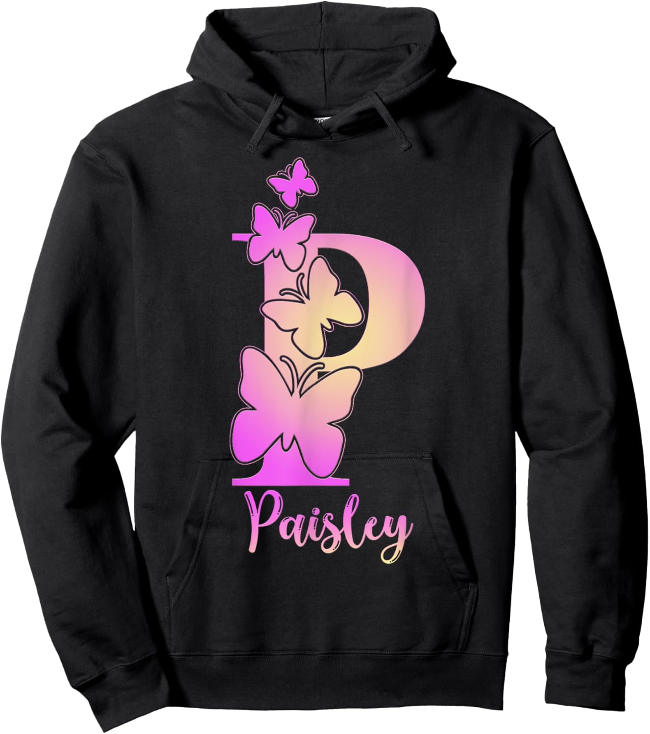 Paisley, cute personalized butterfly custom kids girls name Hoodie - Hoodie | Black