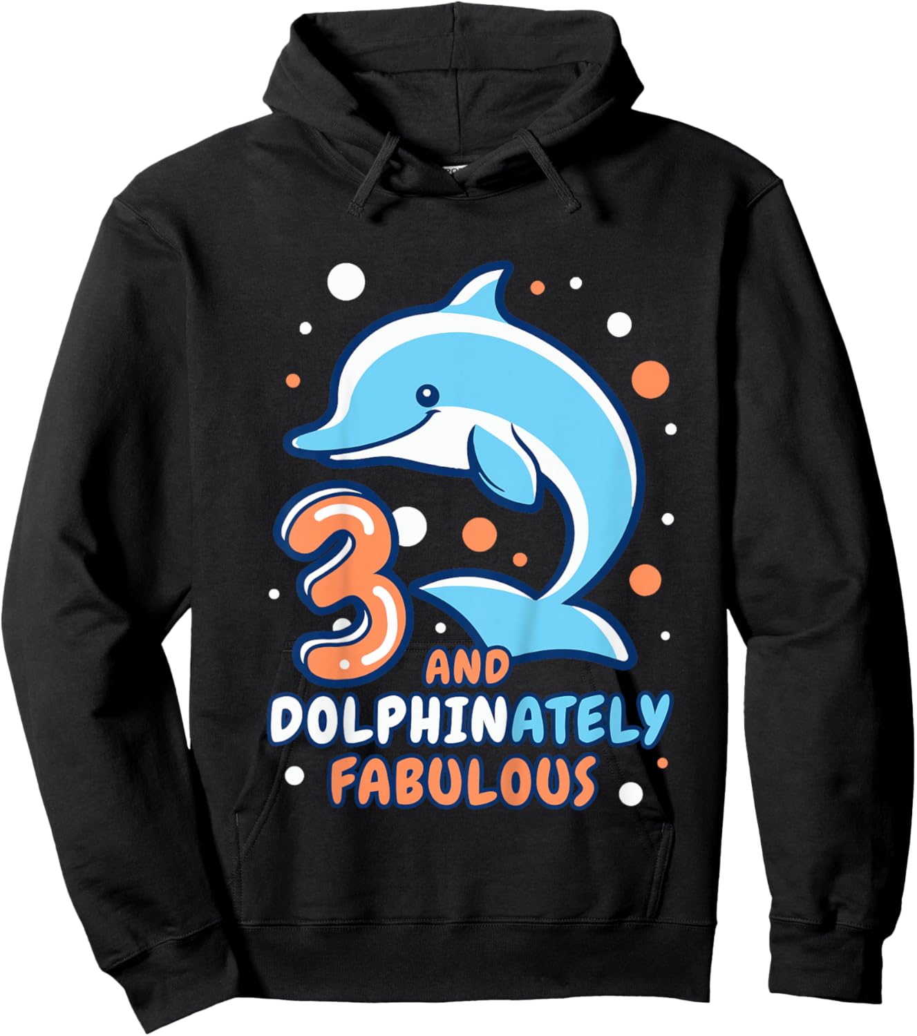 Kids Dolphin 3rd Birthday Outfit Dolphin Birthday Party Age 3 Hoodie - Hoodie | Black