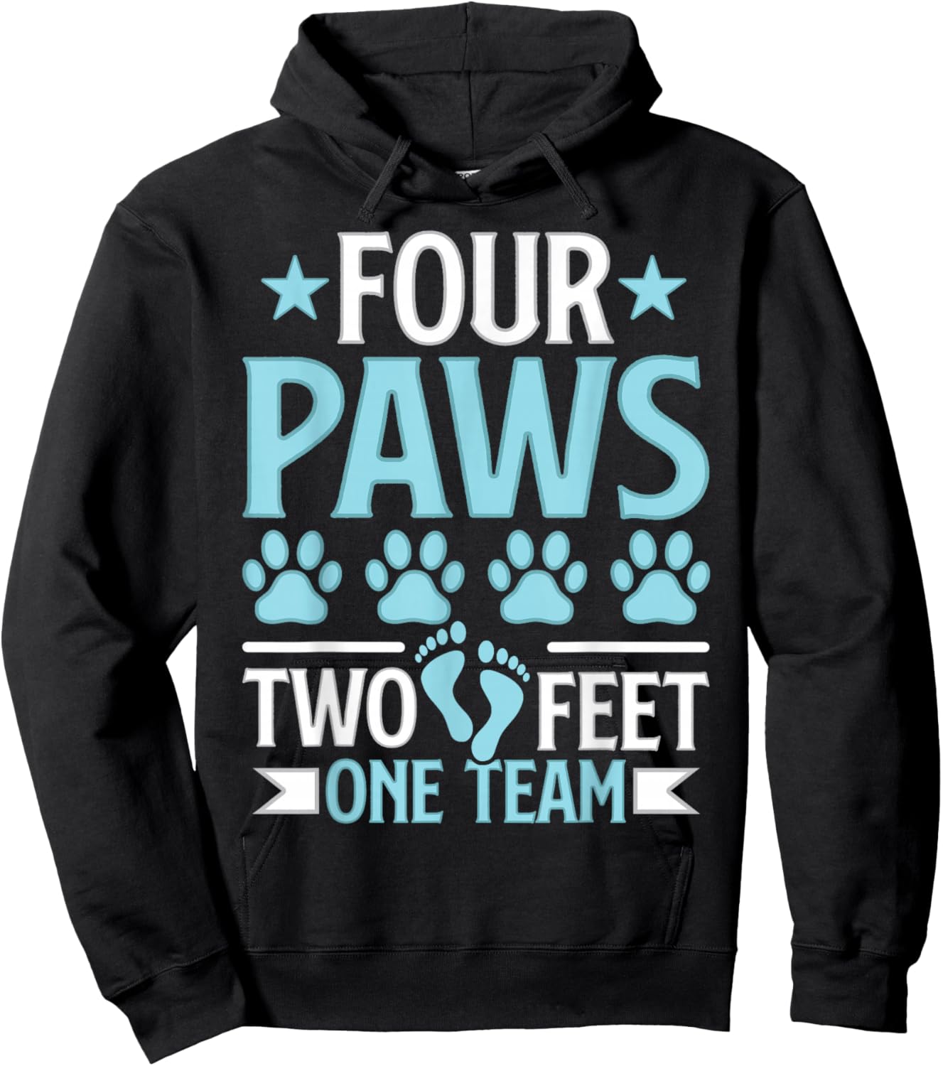 Four Paws Two Feet One Team Funny Dog Trainer Training Hoodie - Hoodie | Black