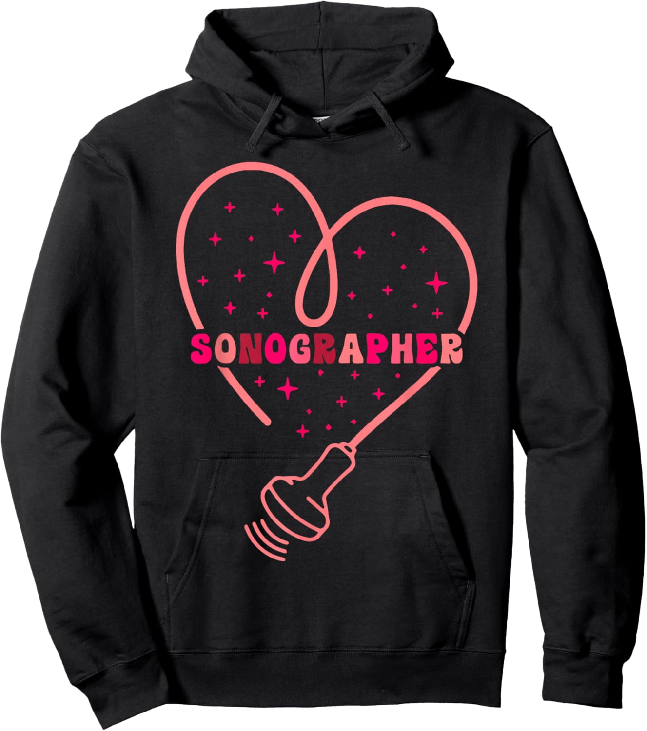 Sonographer Heart Valentine's Day Ultrasound Technologist Hoodie - Hoodie | Black