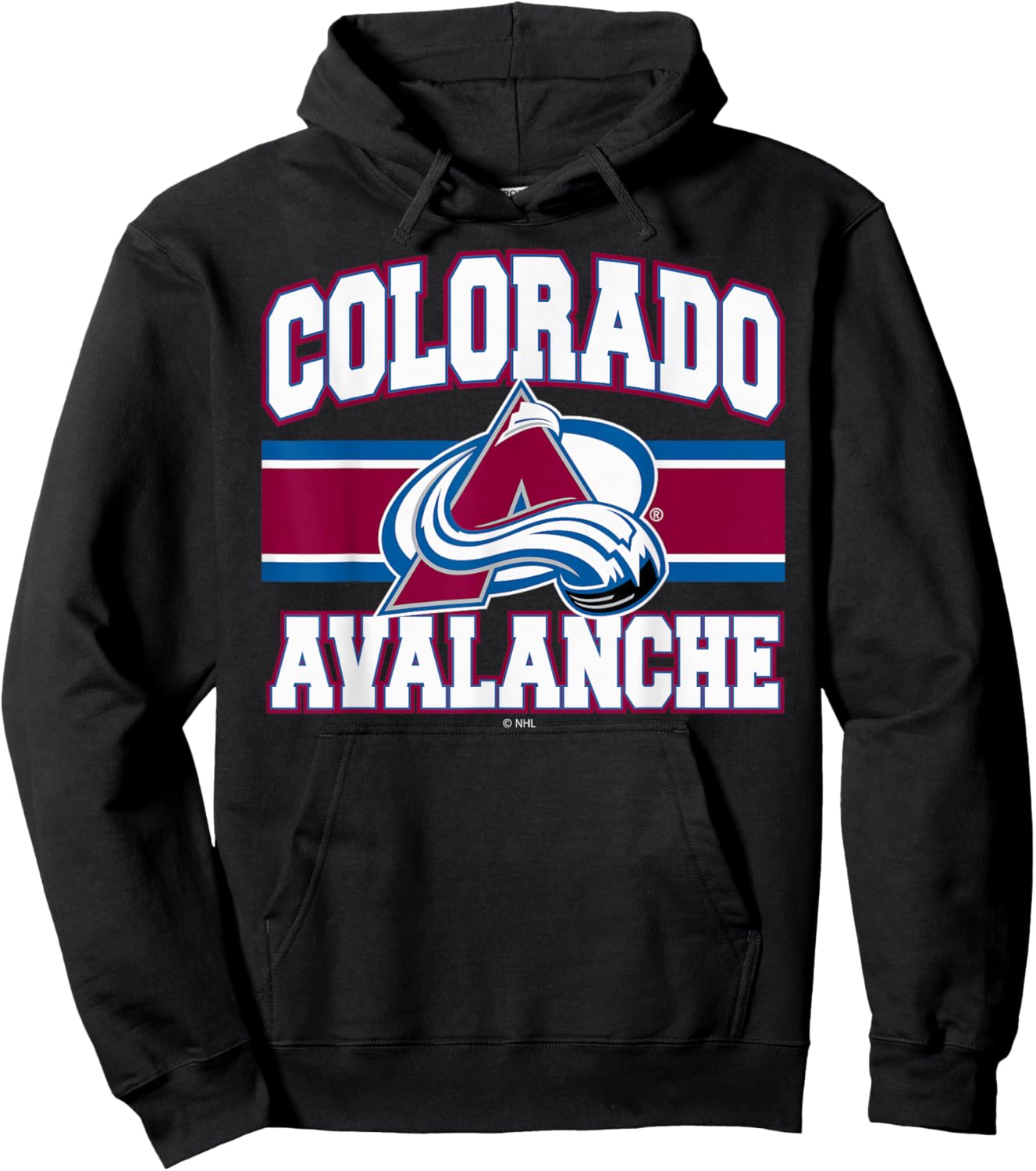 Colorado Avalanche Stripe Navy Officially Licensed Hoodie - Hoodie | Black