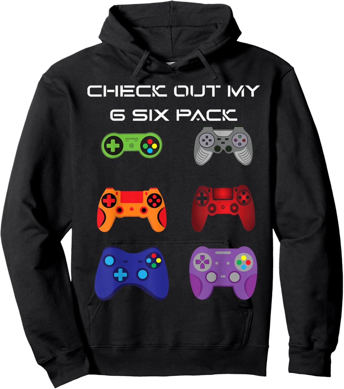 Check Out My 6 Six Pack Gamer Video Controller Hoodie - Hoodie | Black