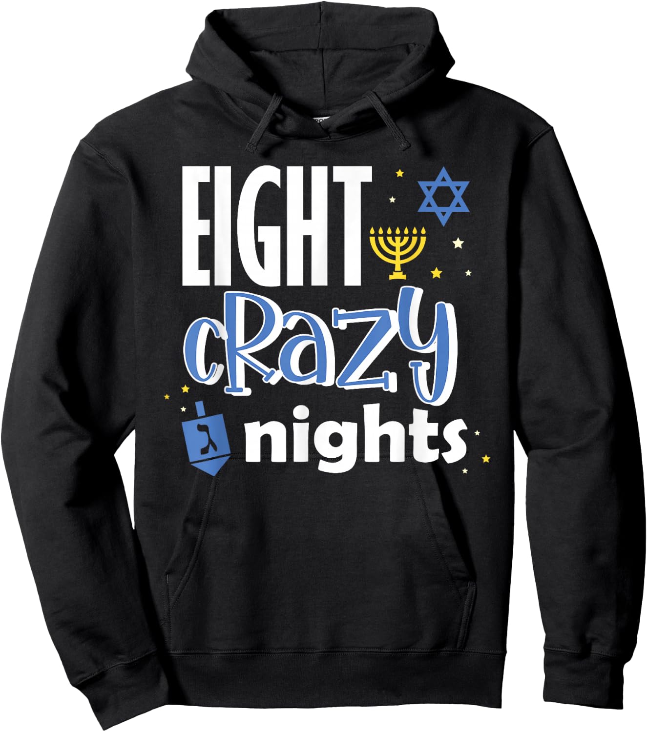 Jewish Hanukkah Eight Crazy Nights Hanukkah Vintage Hoodie - Hoodie | Black