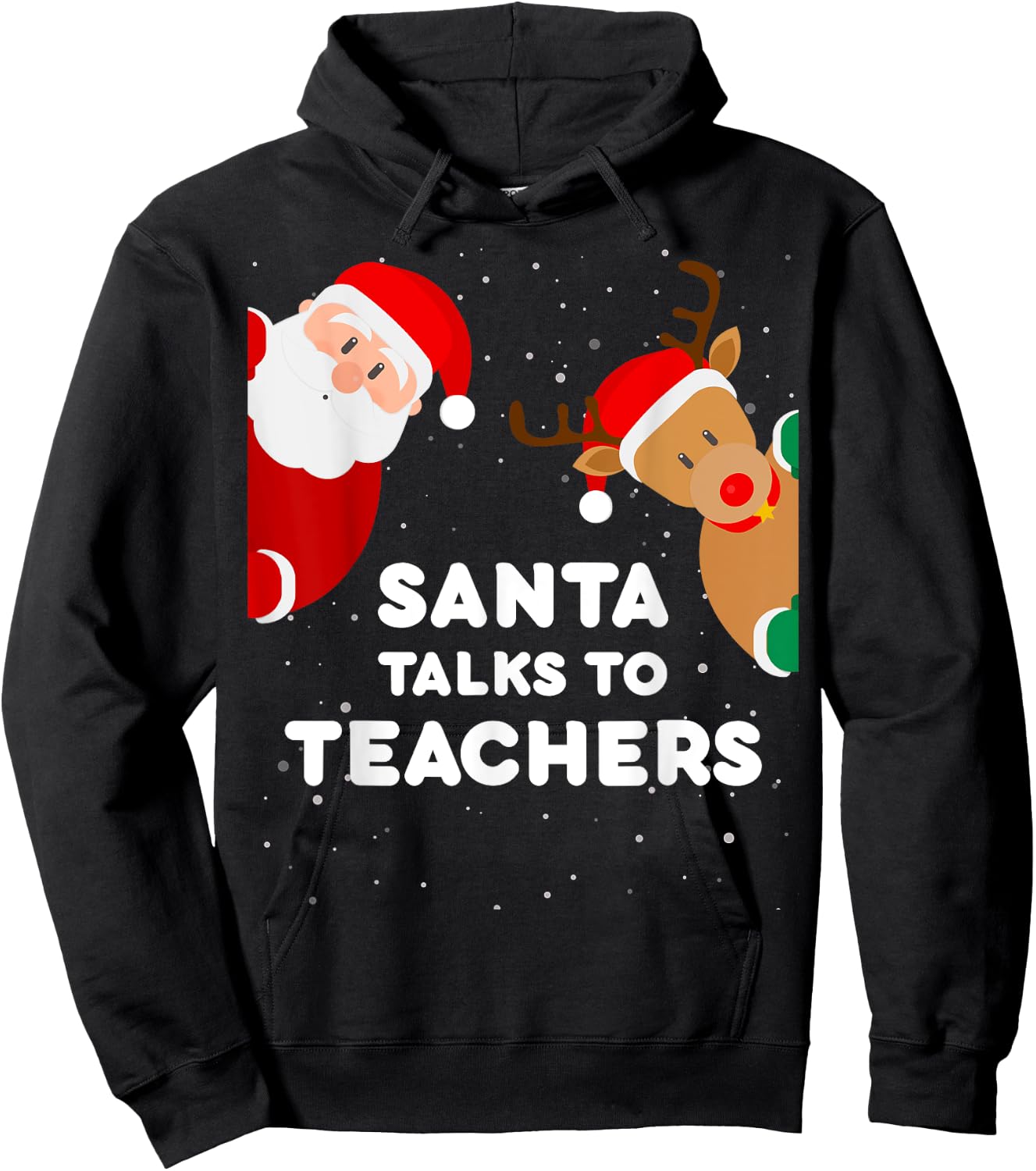 Santa Talks to Teachers Christmas Women Teacher Xmas Hoodie - Hoodie | Black