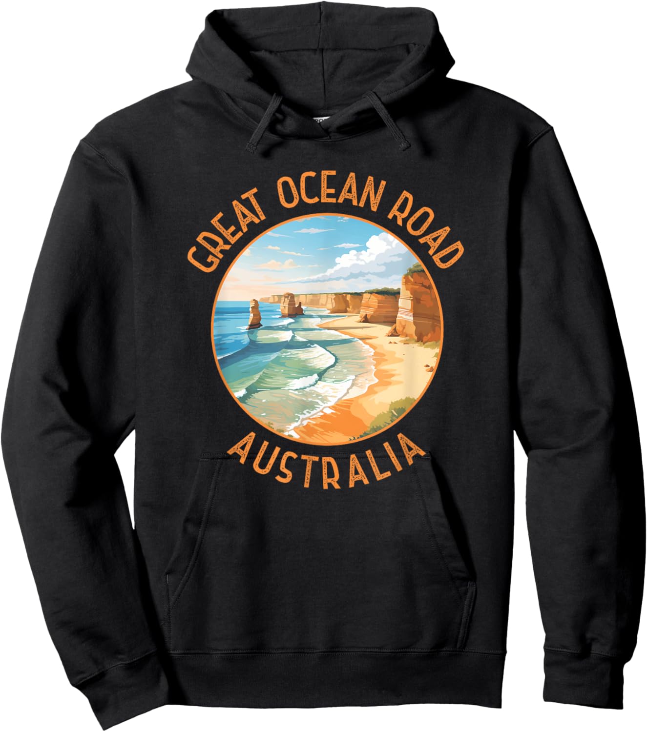 Great Ocean Road Australia Distressed Circle Hoodie - Hoodie | Black
