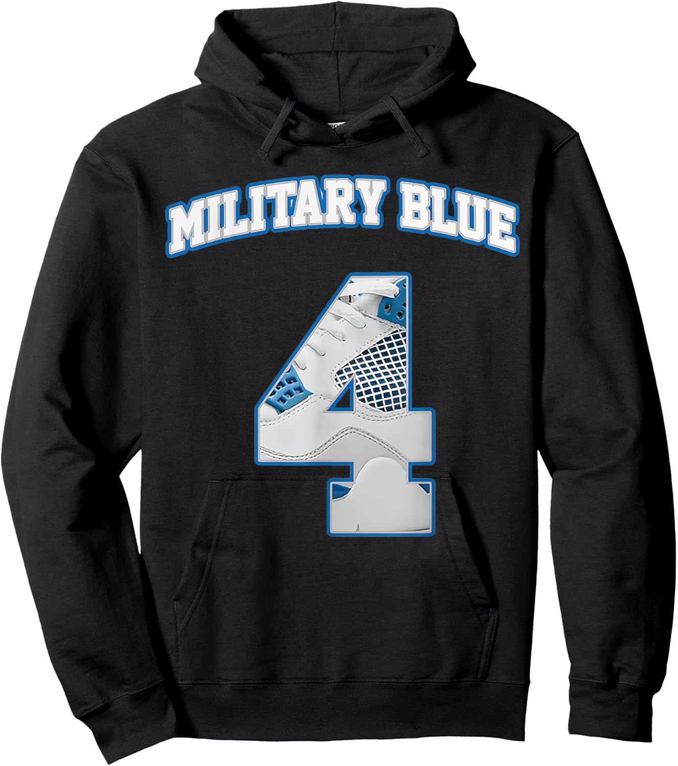 Number 4 Military Blue 4s Matching Women Hoodie - Hoodie | Black
