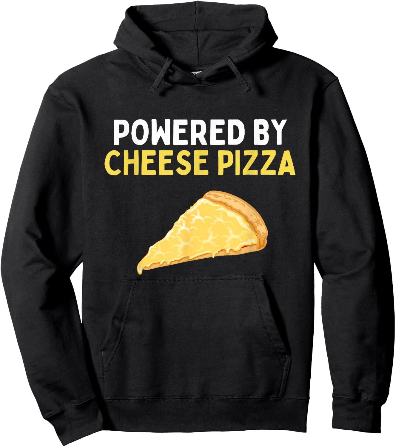 Powered By Cheese Pizza Funny Cheese Pizza Lover Hoodie - Hoodie | Black