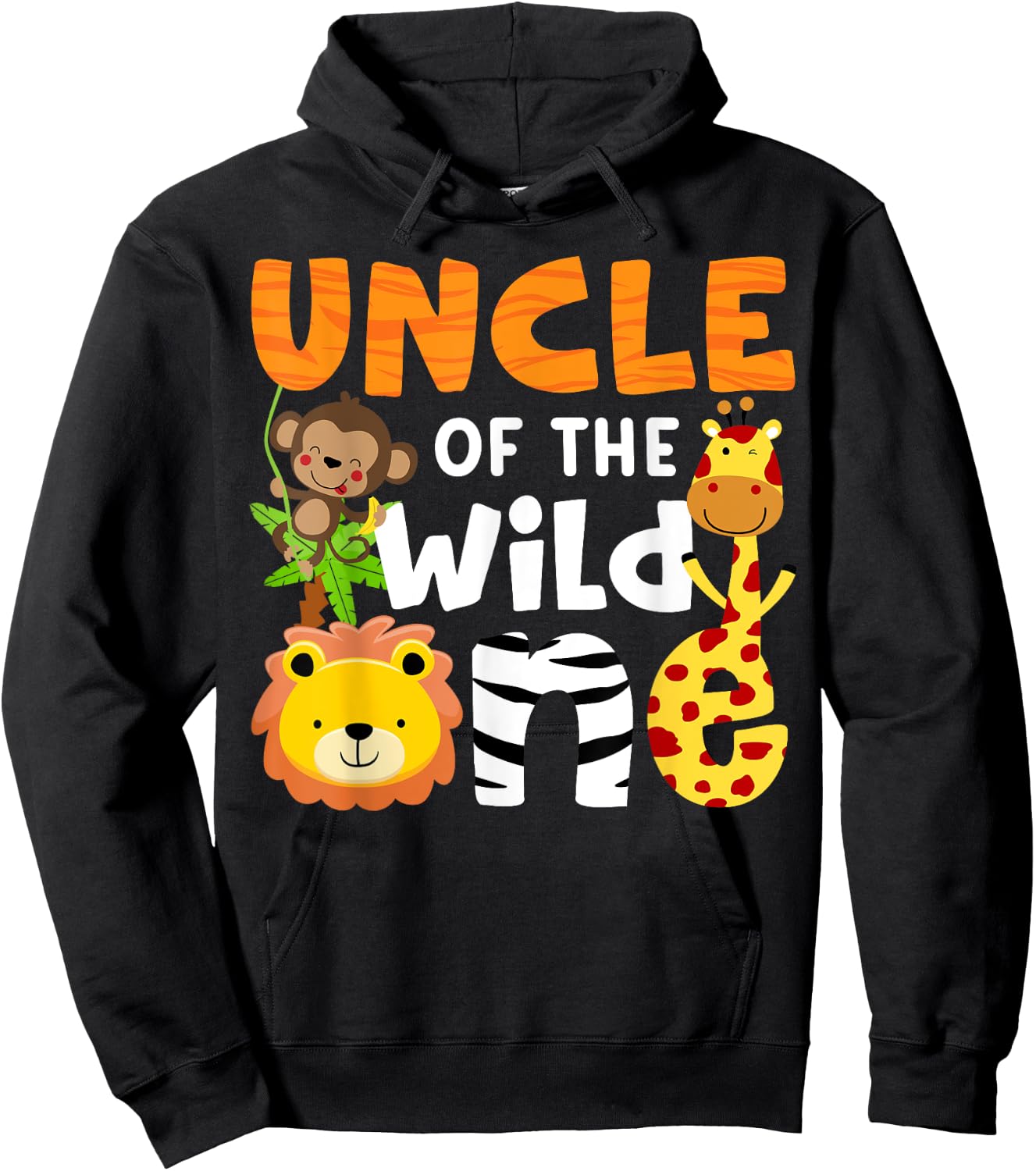 Uncle the Wild One Zoo Birthday Safari Jungle Animals Party Hoodie - Hoodie | Black