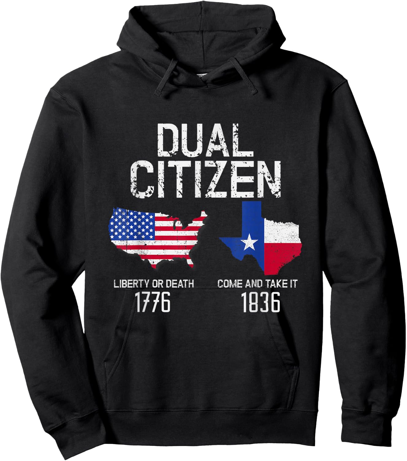 Dual Citizen Texas Pride Born and Raise USA TX Map Flag Hoodie - Hoodie | Black