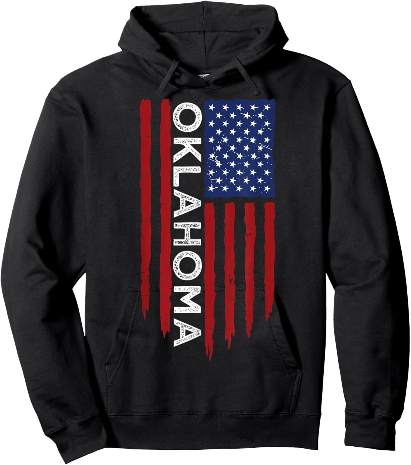 Oklahoma Home State OK American Flag Retro Design Hoodie - Hoodie | Black