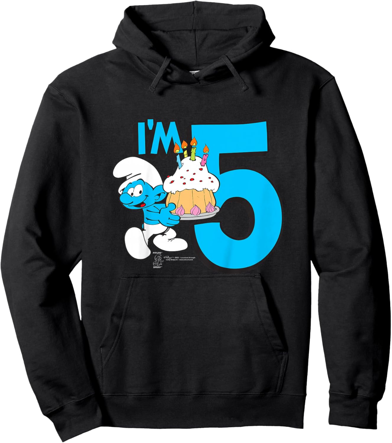 Kids The Smurfs Birthday I'm 5 Hoodie - Hoodie | Black