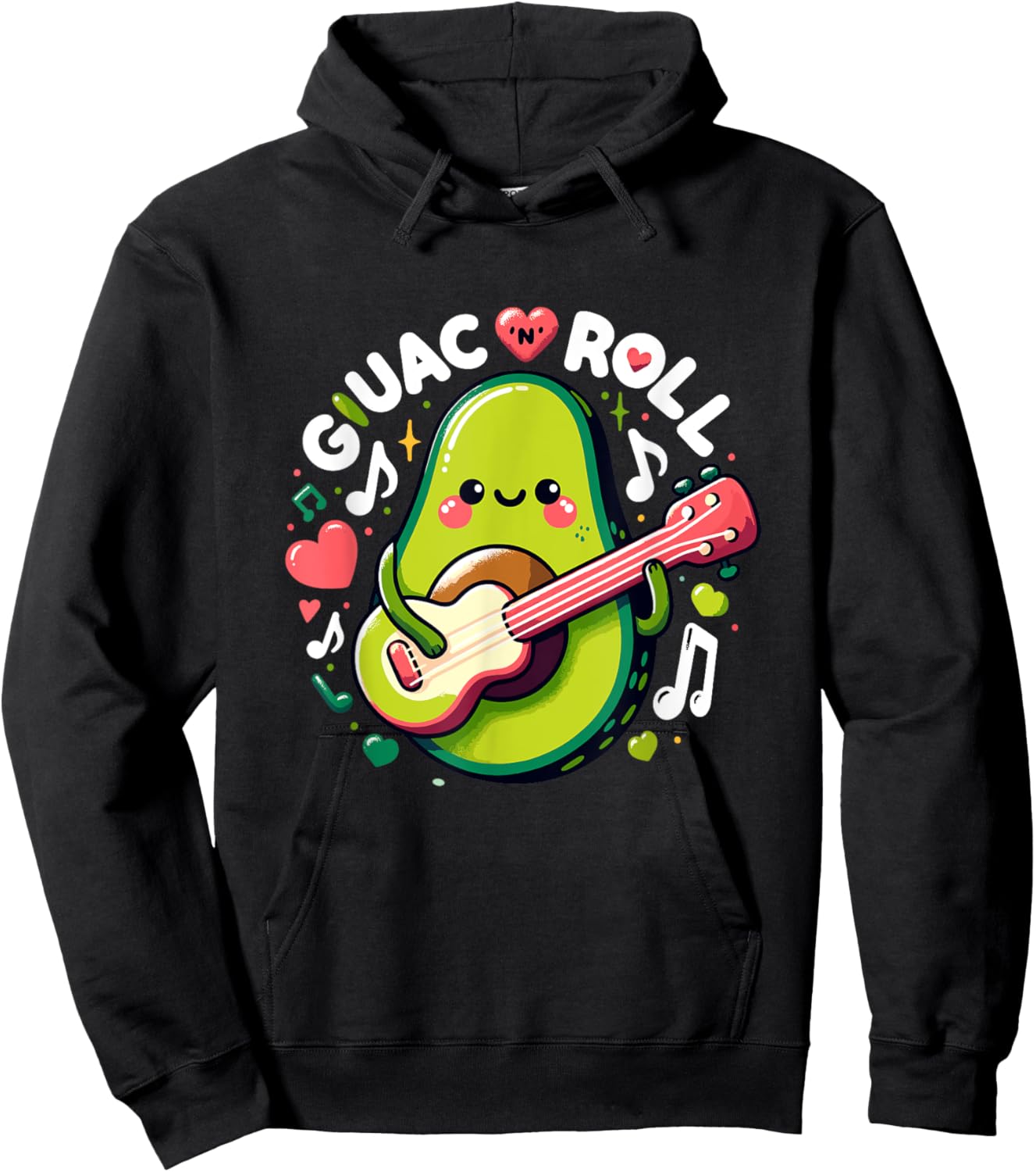 Guac N Roll - Funny Avocado Guitarist for Music and Guac Hoodie - Hoodie | Black