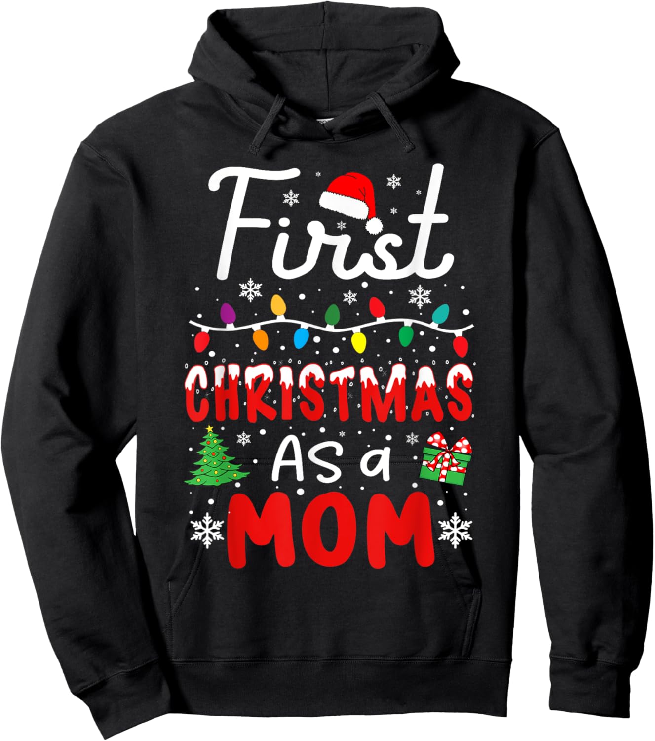 First Christmas as a Mom New Mommy 1st Christmas Women Hoodie - Hoodie | Black