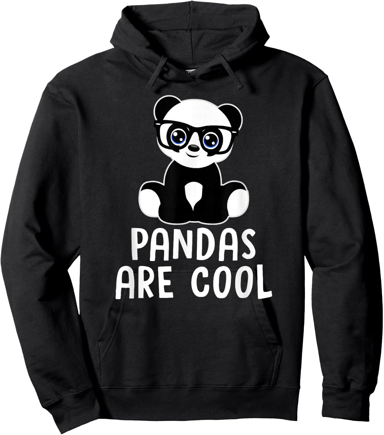 Pandas Are Cool Funny Panda Lover Quote Cute Glasses Graphic Hoodie - Hoodie | Black