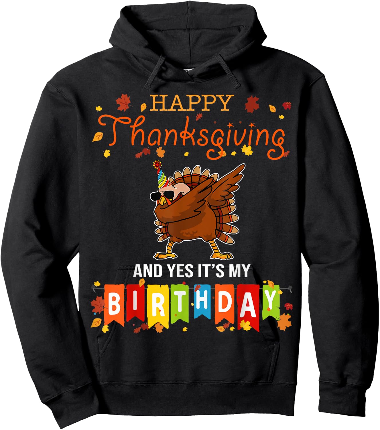 Funny Turkey Dab Thanksgiving Birthday Hoodie - Hoodie | Black
