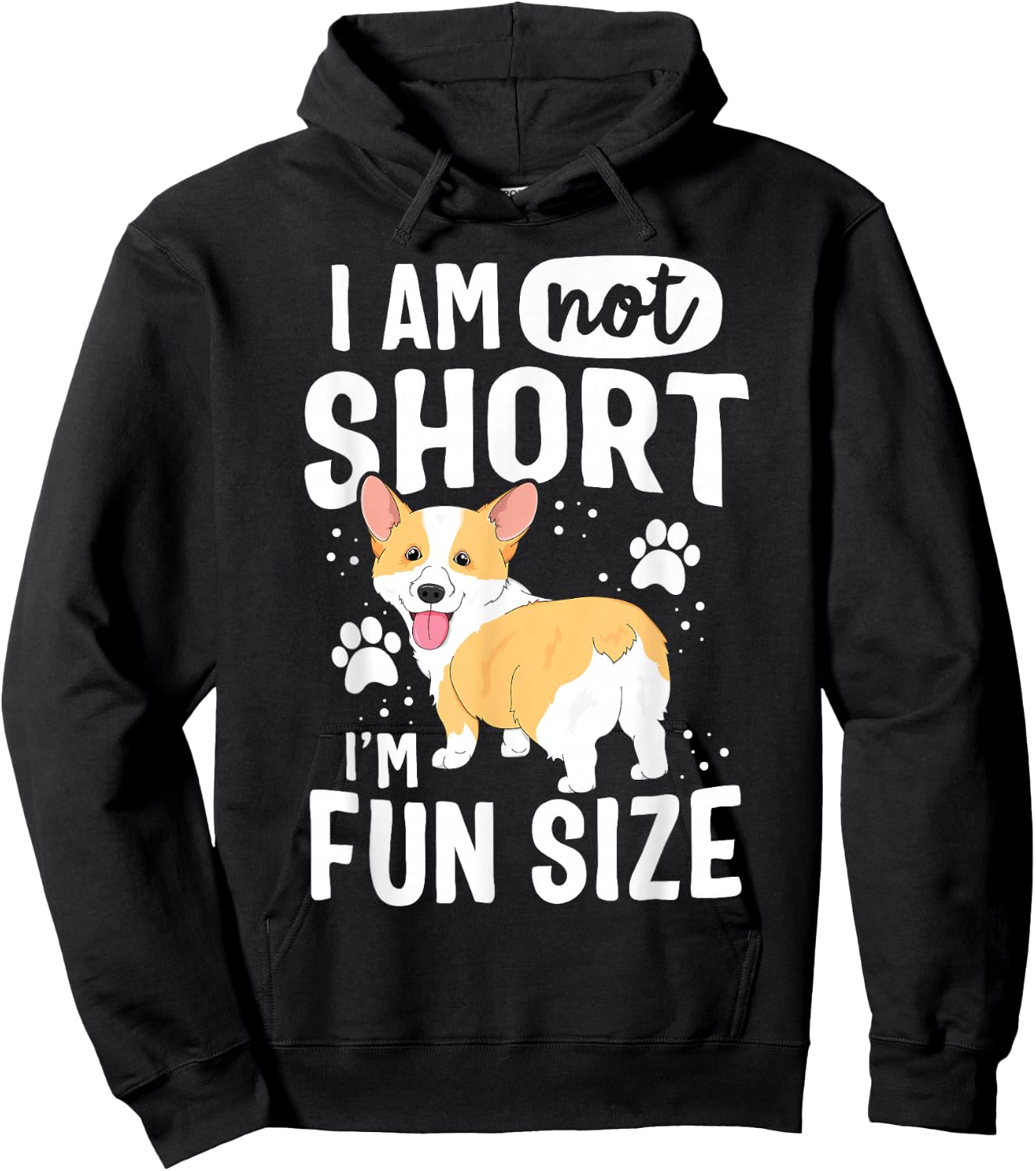 I Am Not Short I'm Fun Size Corgi Shirt Funny Women Girls Hoodie - Hoodie | Black