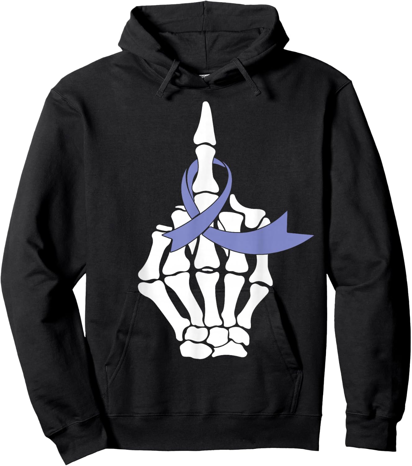 Fuck Esophageal Cancer Middle Finger Periwinkle Ribbon Hoodie - Hoodie | Black